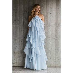 Aje Pandorea Layered Maxi Dress Silver Blue US 8